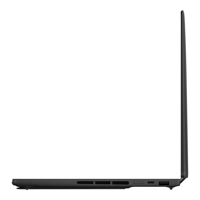 Slim side profile of the Zenbook Duo showing the HDMI 2.1 and Thunderbolt 4 USB-C ports.