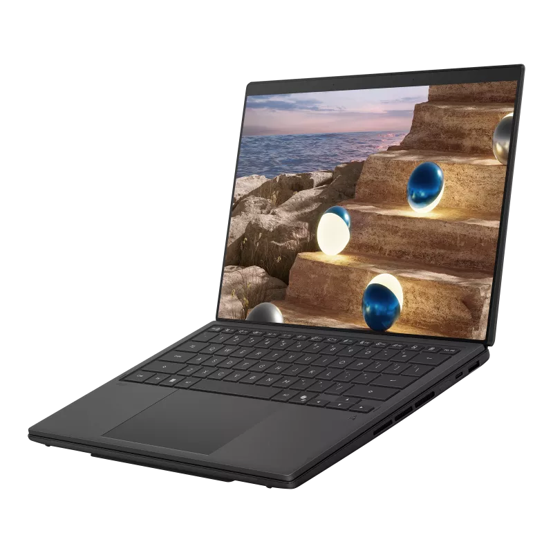 ASUS Zenbook Duo 2026 in standard laptop mode with the physical keyboard attached to the bottom screen.